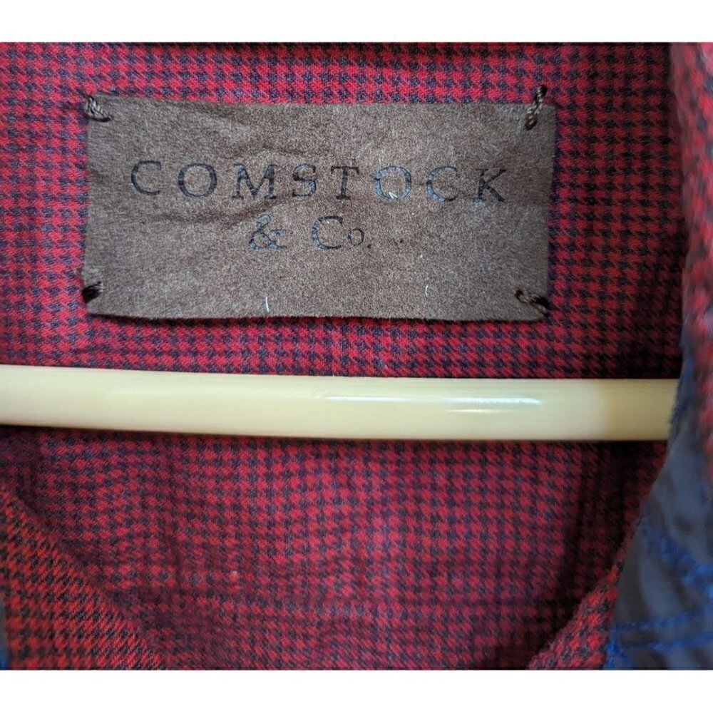 Comstock & Co Men's Long Sleeve Shirt Checkered Red Button Up size M - Picture 6 of 7